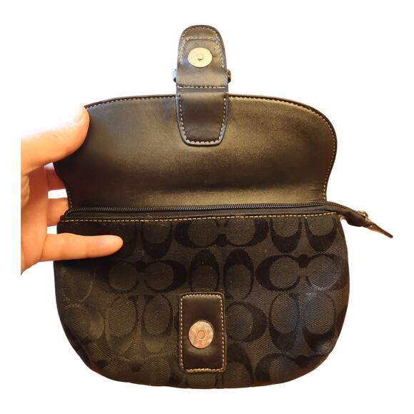 Coach Signature C Canvas Leather Wallet Black Buckle Clutch LO4M-1894 Americana - Picture 4 of 9